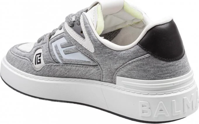 Balmain B-Court Skate Sneakers In Fleece And Calfskin - Image 4