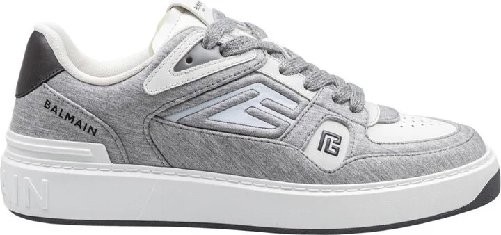Balmain B-Court Skate Sneakers In Fleece And Calfskin