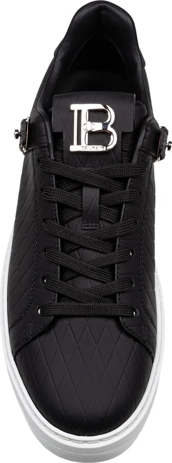 Balmain B-court Sneakers In Black Leather - Image 3