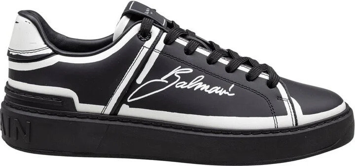 Balmain B-Court Sneakers In Calfskin