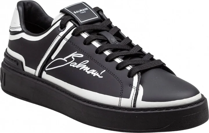 Balmain B-court Sneakers In Leather With je T'aime Print Color Black - Image 2