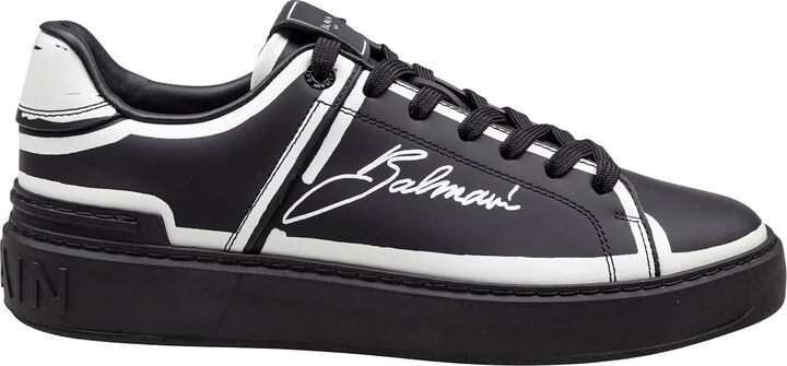 Balmain B-court Sneakers In Leather With je T'aime Print Color Black