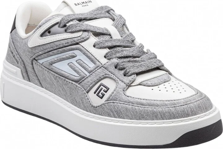 Balmain B-court Sneakers In Pile And Leather Color Grey - Image 2