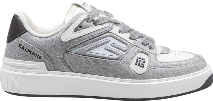 Balmain B-court Sneakers In Pile And Leather Color Grey