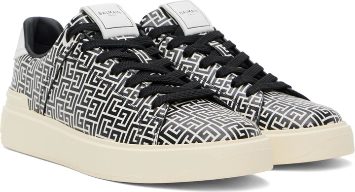 Balmain Beige & Black B-Court Flip Sneakers - Image 4