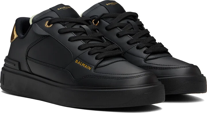 Balmain Black B-Court Flip Calfskin Sneakers - Image 4