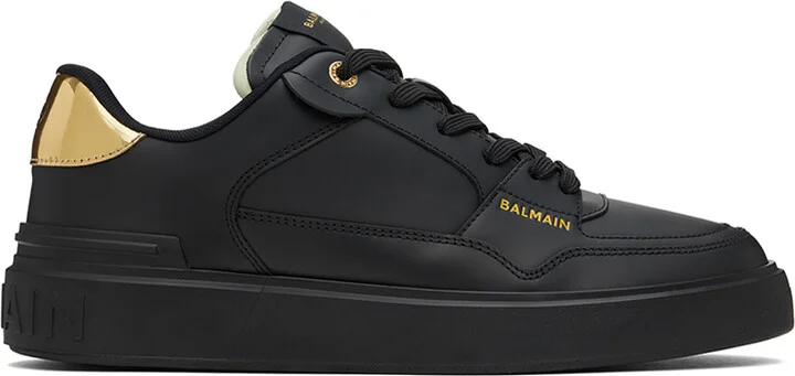 Balmain Black B-Court Flip Calfskin Sneakers