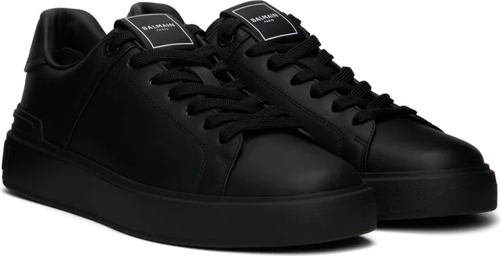 Balmain Black B-Court Leather Sneakers - Image 4