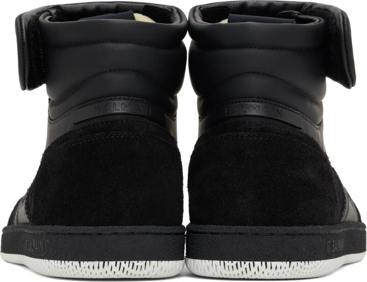 Balmain Black 'Balmain' Swan Mid-Top Sneakers - Image 2