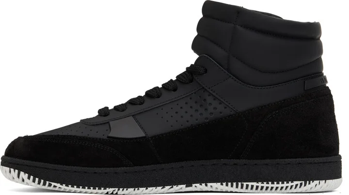 Balmain Black 'Balmain' Swan Mid-Top Sneakers - Image 3