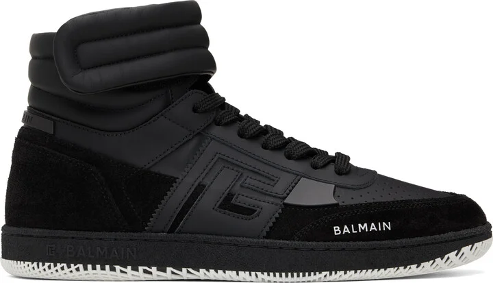 Balmain Black 'Balmain' Swan Mid-Top Sneakers