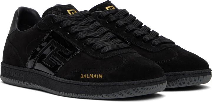 Balmain Black 'Balmain' Swan Suede & Leather Sneakers - Image 4
