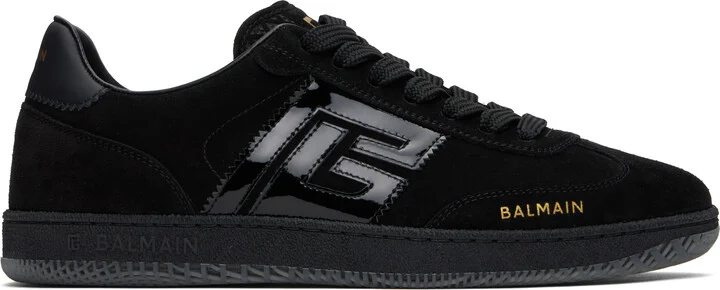 Balmain Black 'Balmain' Swan Suede & Leather Sneakers
