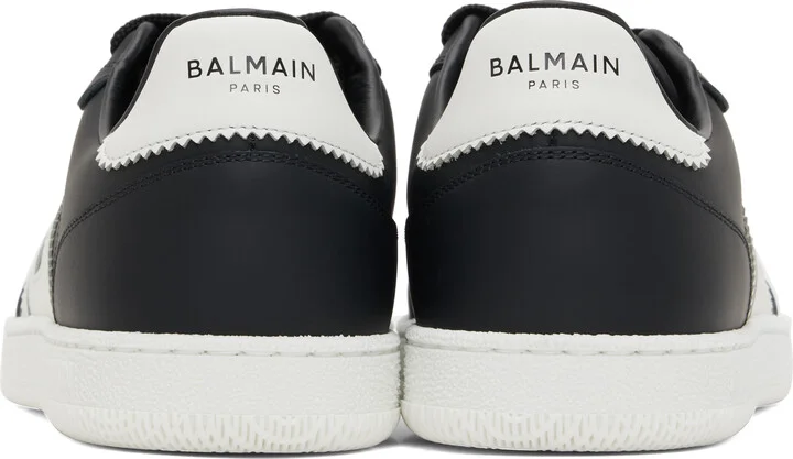 Balmain Black Calfskin 'Balmain' Swan Sneakers - Image 2