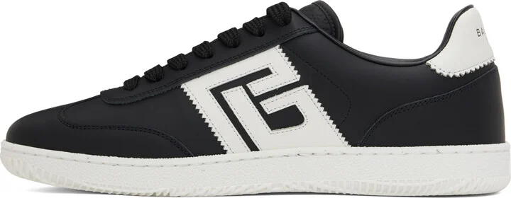 Balmain Black Calfskin 'Balmain' Swan Sneakers - Image 3