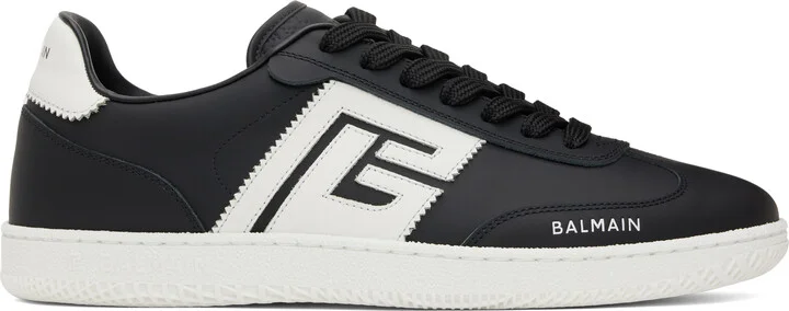Balmain Black Calfskin 'Balmain' Swan Sneakers