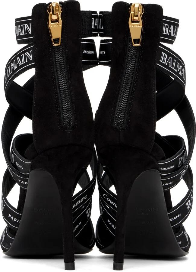 Balmain Black Couture Suede Heels - Image 2