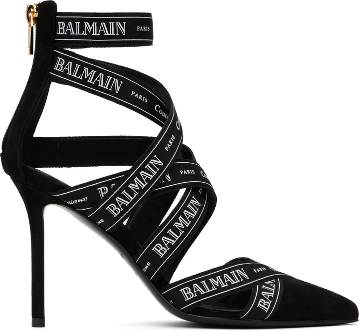 Balmain Black Couture Suede Heels