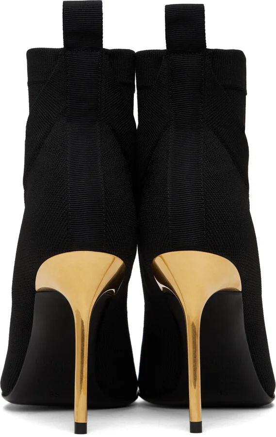 Balmain Black Crewneck Knit Ankle Boots - Image 2