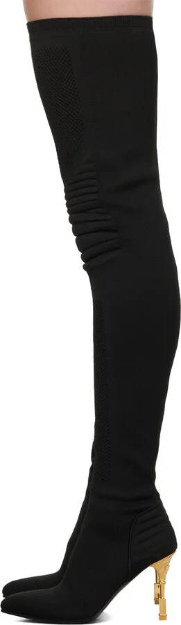 Balmain Black Engraved Tall Boots - Image 3