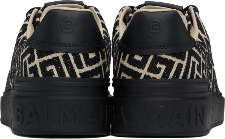 Balmain Black & Off-White B-Court Jacquard Monogram Sneakers - Image 2