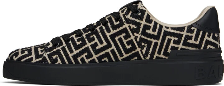 Balmain Black & Off-White B-Court Jacquard Monogram Sneakers - Image 3