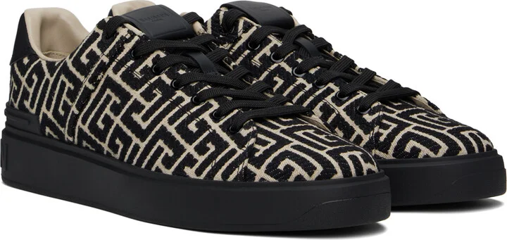Balmain Black & Off-White B-Court Jacquard Monogram Sneakers - Image 4