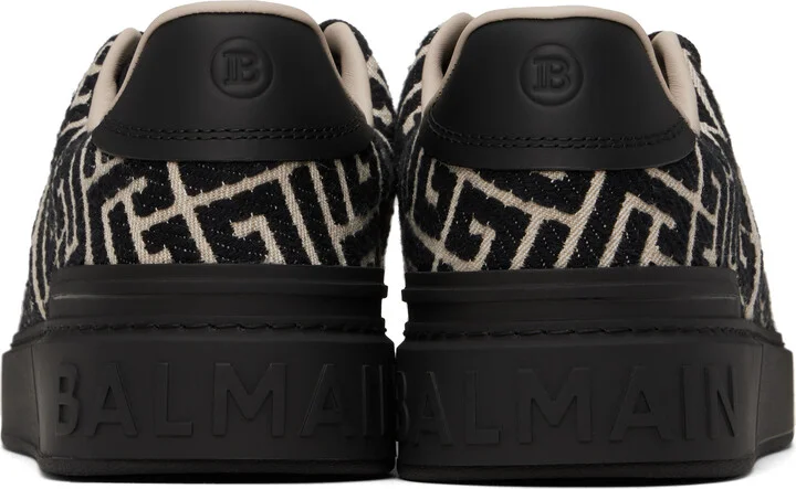 Balmain Black & Off-White B-Court Jacquard Monogram Sneakers - Image 2