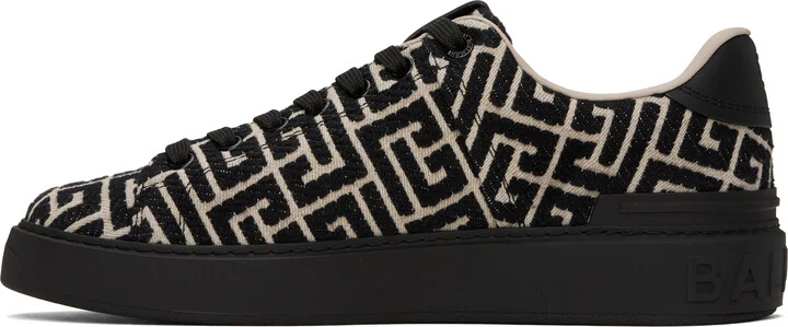 Balmain Black & Off-White B-Court Jacquard Monogram Sneakers - Image 3