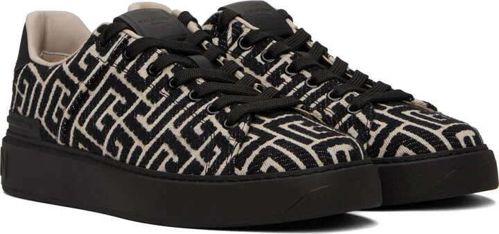 Balmain Black & Off-White B-Court Jacquard Monogram Sneakers - Image 4