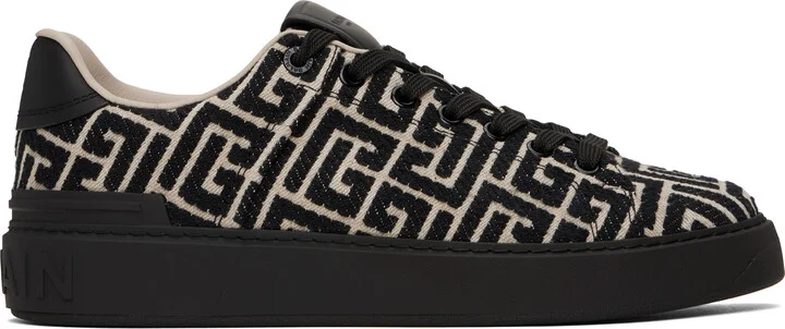 Balmain Black & Off-White B-Court Jacquard Monogram Sneakers