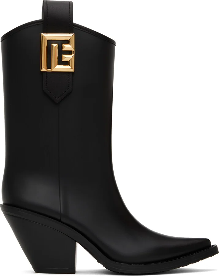 Balmain Black Rubber Tess PB Cowboy Boots