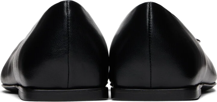 Balmain Black Safety Pin Gathered Lambskin Ballerina Flats - Image 2