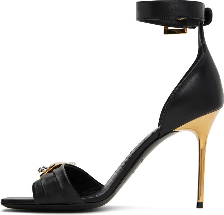 Balmain Black Safety-Pin Lambskin Sandals - Image 3