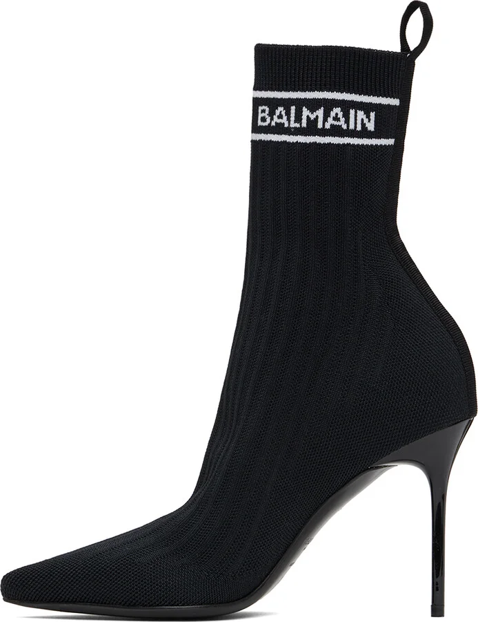 Balmain Black Skye Knit Boots - Image 3
