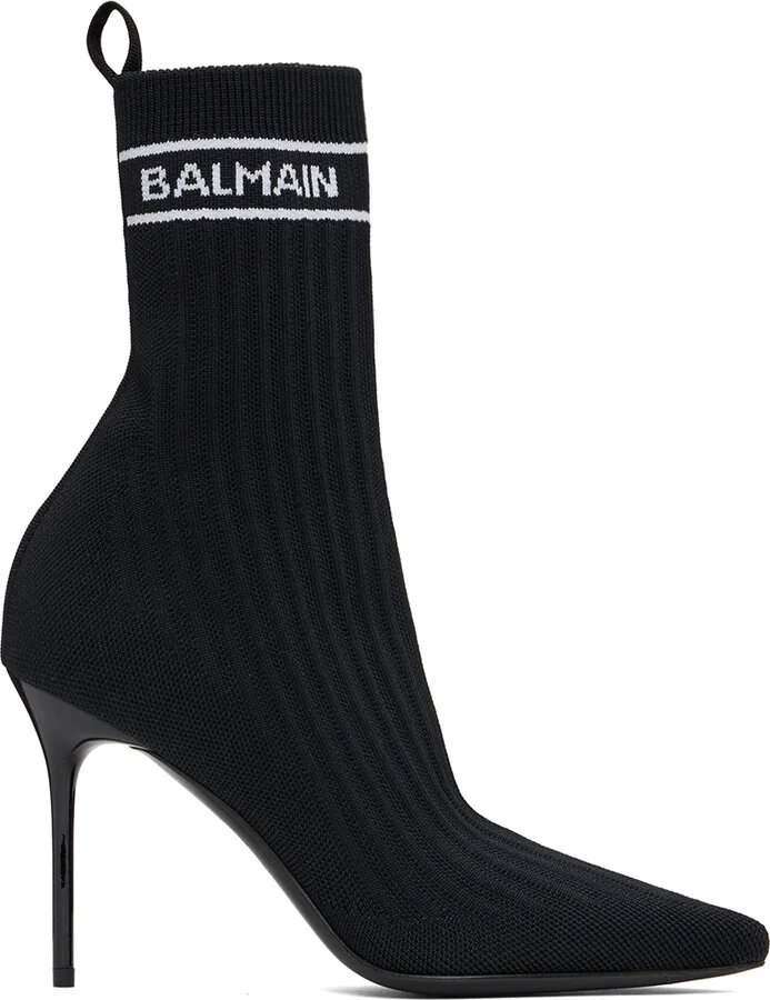 Balmain Black Skye Knit Boots