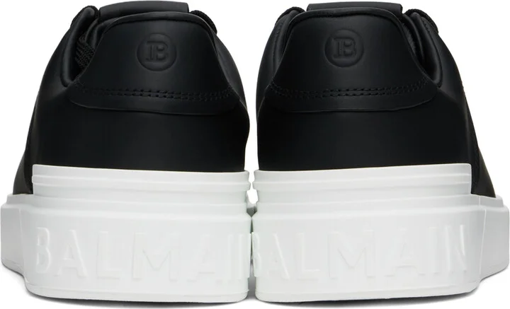 Balmain Black & White B-Court Leather Sneakers - Image 2