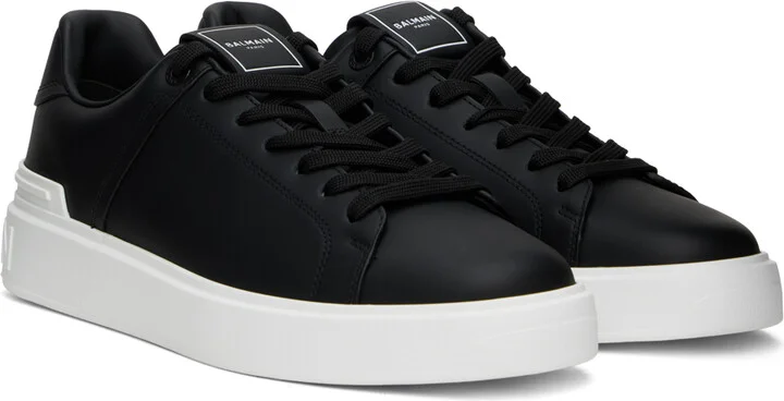 Balmain Black & White B-Court Leather Sneakers - Image 4