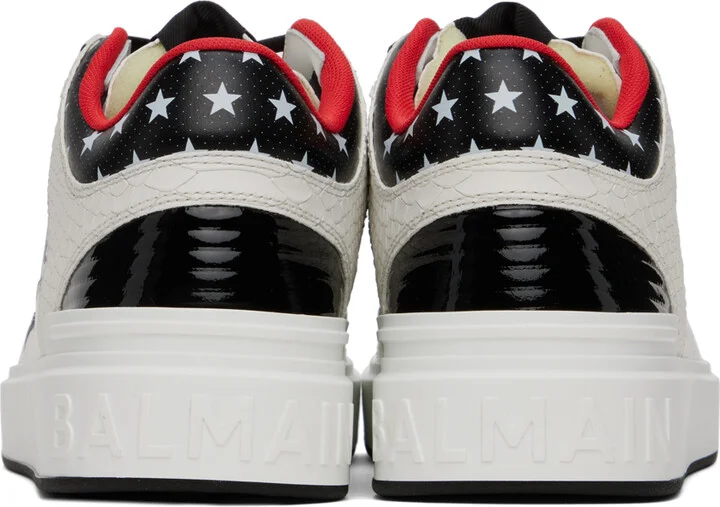 Balmain Black & White B-Court Mid Top Star Sneakers - Image 2