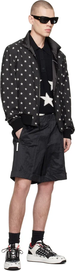 Balmain Black & White B-Court Mid Top Star Sneakers - Image 5