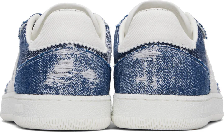 Balmain Blue Denim Swan Sneakers - Image 2