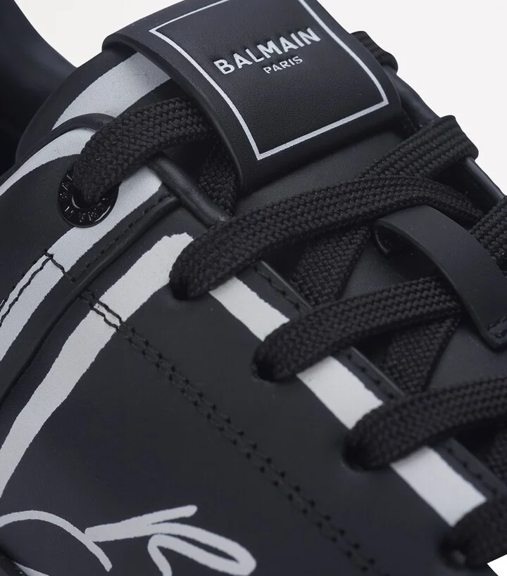Balmain Calfskin B-Court Printed Sneakers - Image 4