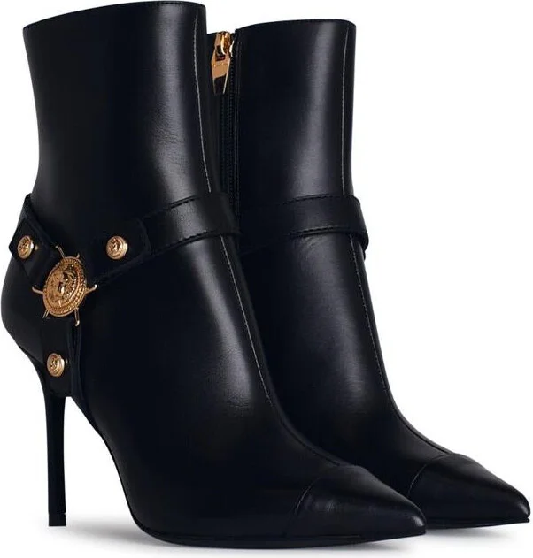 Balmain 'Eva' Black Leather Ankle Boots - Image 2