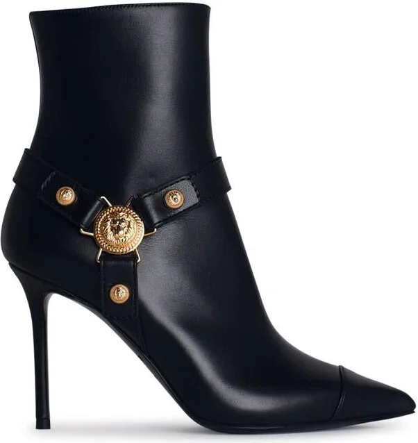 Balmain 'Eva' Black Leather Ankle Boots