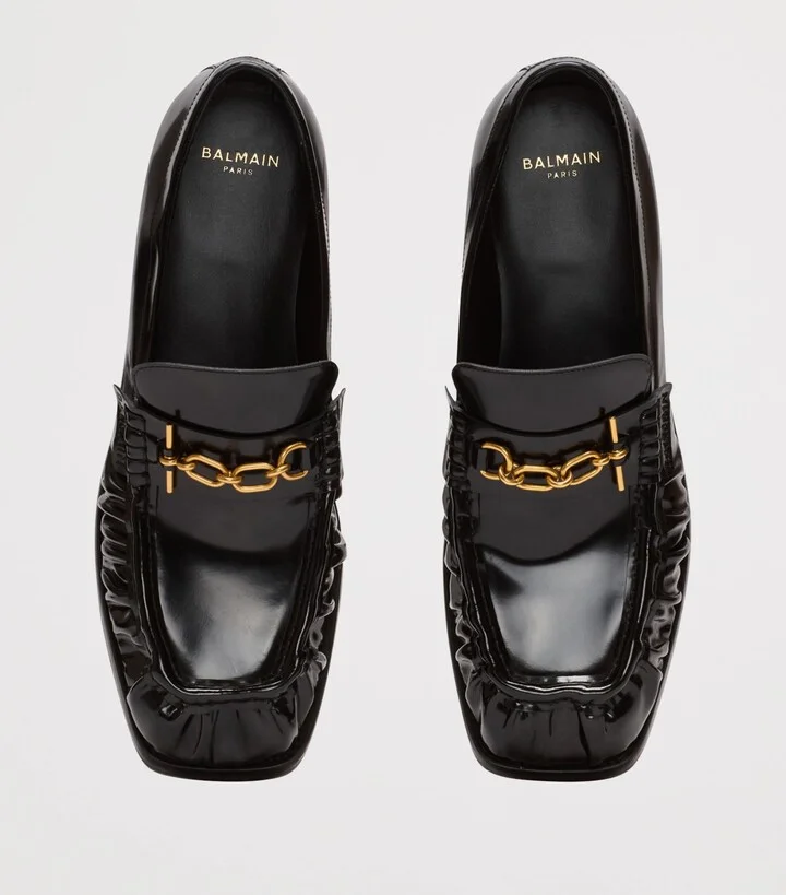 Balmain Glazed Leather Loafers - Image 2