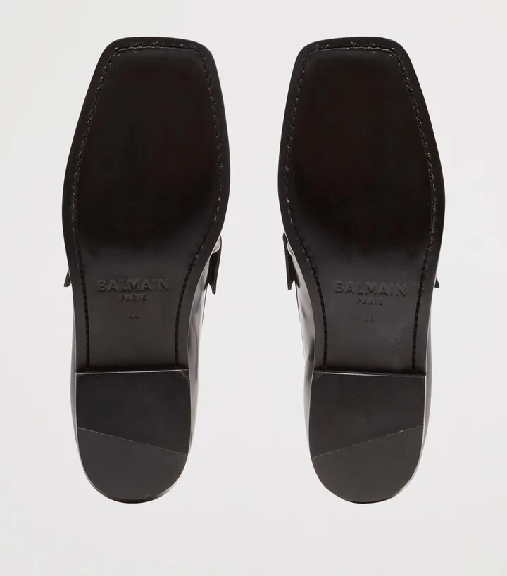 Balmain Glazed Leather Loafers - Image 3