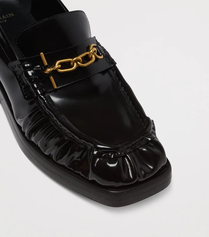 Balmain Glazed Leather Loafers - Image 4