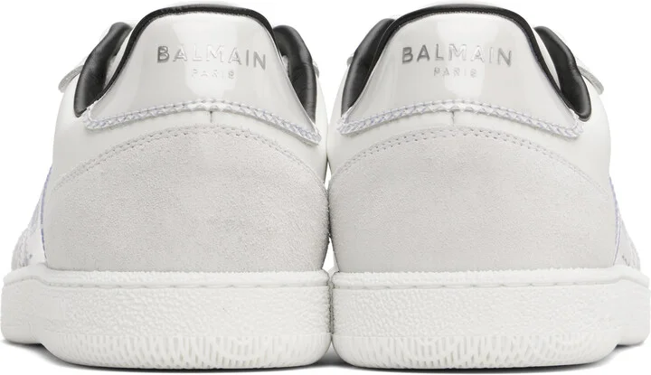 Balmain Gray & White Suede 'Balmain' Swan Sneakers - Image 2