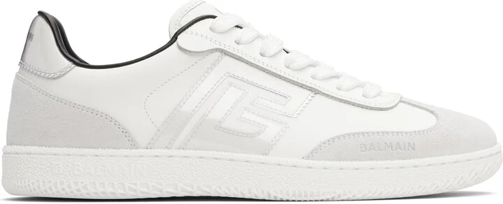 Balmain Gray & White Suede 'Balmain' Swan Sneakers