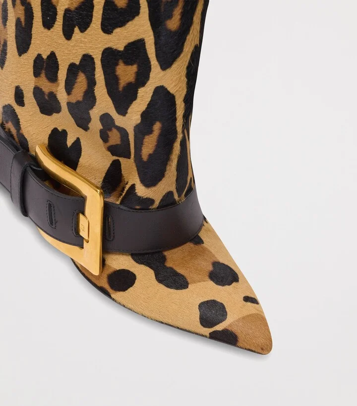 Balmain Leather Leopard Anthem Boots 95 - Image 2